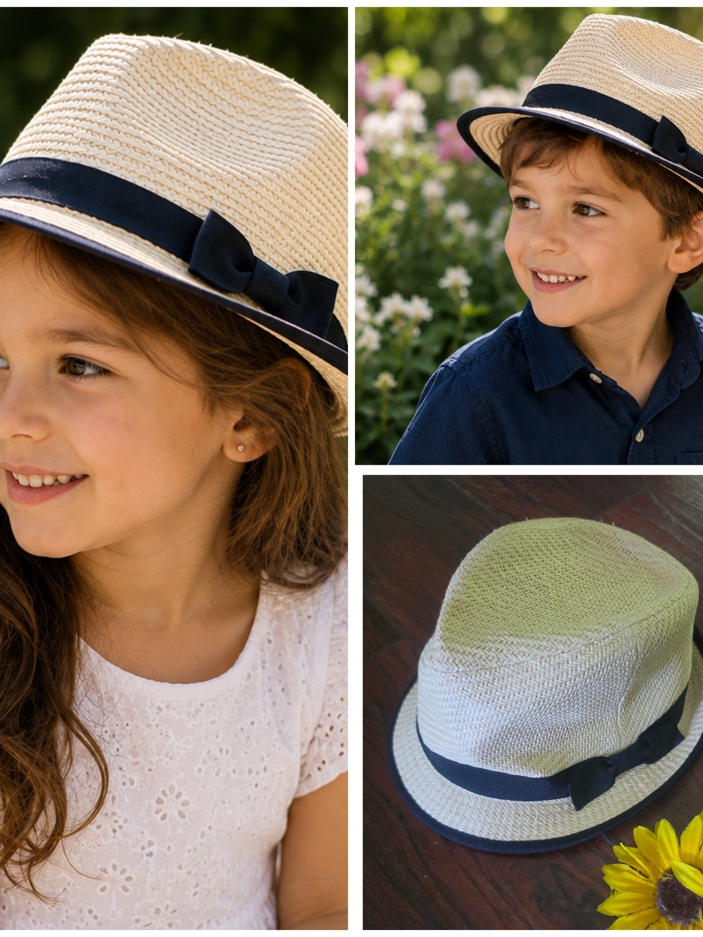 Anthropologie Children's Straw Fedora with Black Band